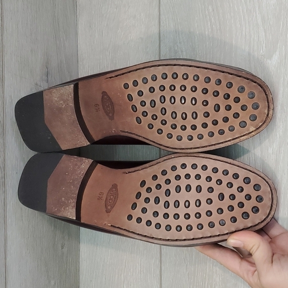 TOD'S MENS "Like New" Leather Burgundy Loafer Oxford Slip on shoes sz UK6.5US7.5 - Picture 9 of 14